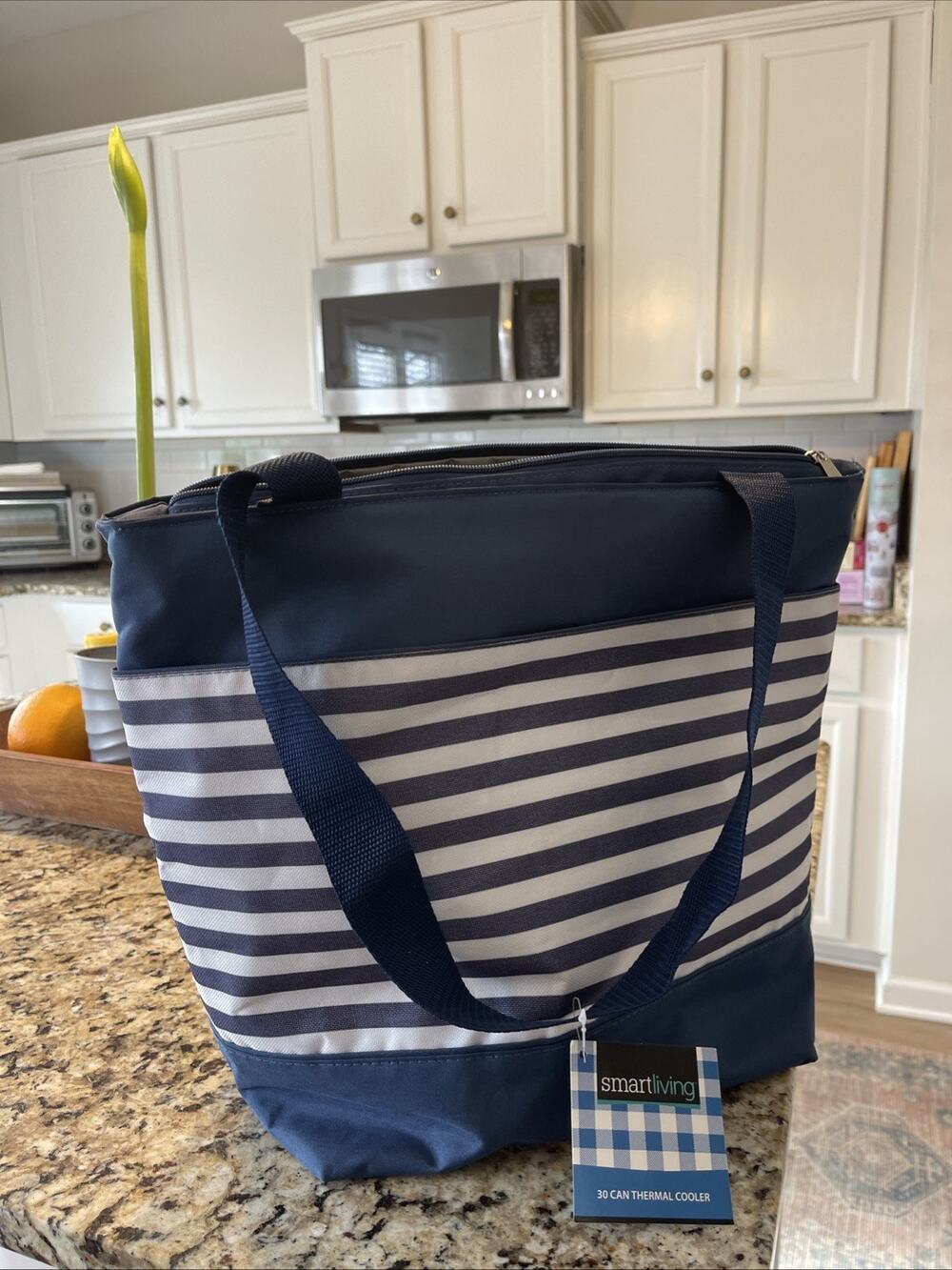 NEW Smart Living 30 Can Thermal Cooler TOTE BAG Folding Carry-all w/pocket Navy